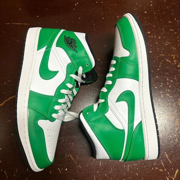 Nike Mens White Green Air Jordan 1 Mid DA8426-301 Basketball Shoes Size US 11 main image 6
